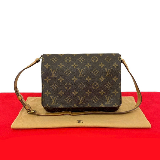 LOUIS VUITTON Shoulder Bag leather Brown Monogram Musette tango