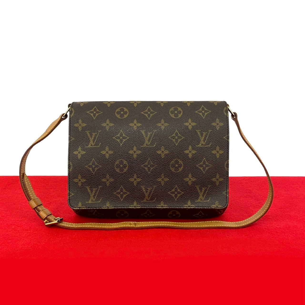 LOUIS VUITTON Shoulder Bag leather Brown Monogram Musette tango
