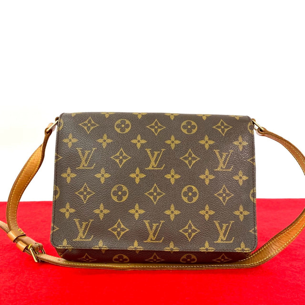 LOUIS VUITTON Shoulder Bag leather Brown Monogram Musette tango