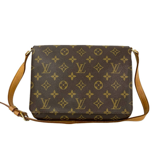 LOUIS VUITTON Shoulder Bag leather Brown Monogram Musette tango