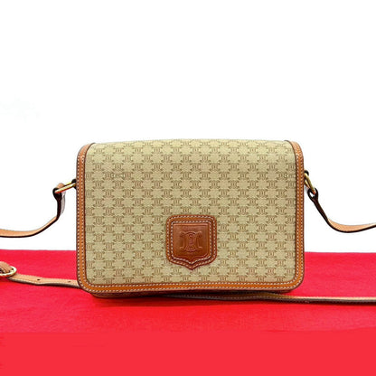 CELINE Shoulder Bag leather beige