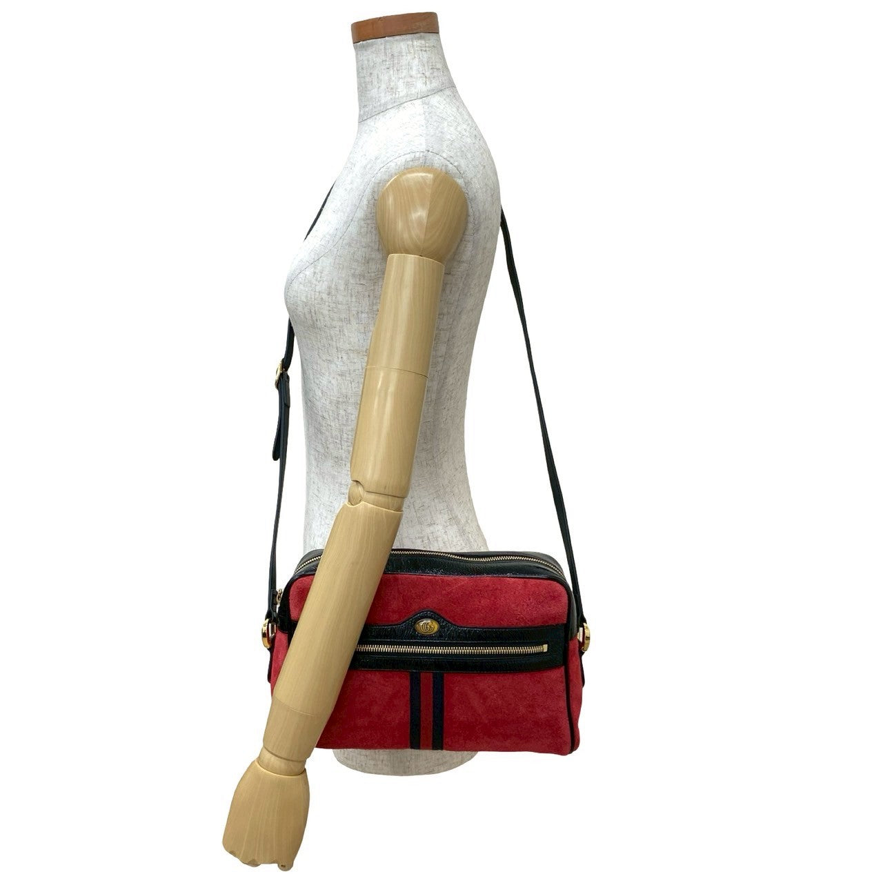 GUCCI Shoulder Bag Suede Red Sherry line Ofidia