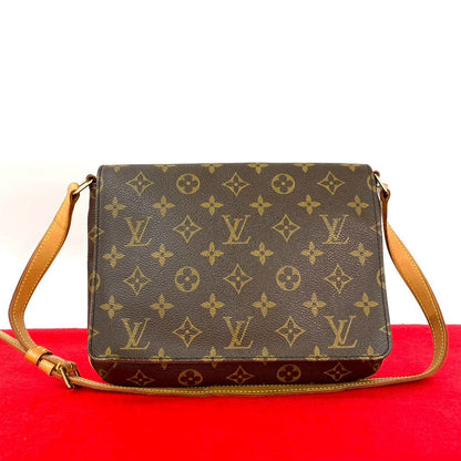 LOUIS VUITTON Shoulder Bag leather Brown Monogram Musette tango