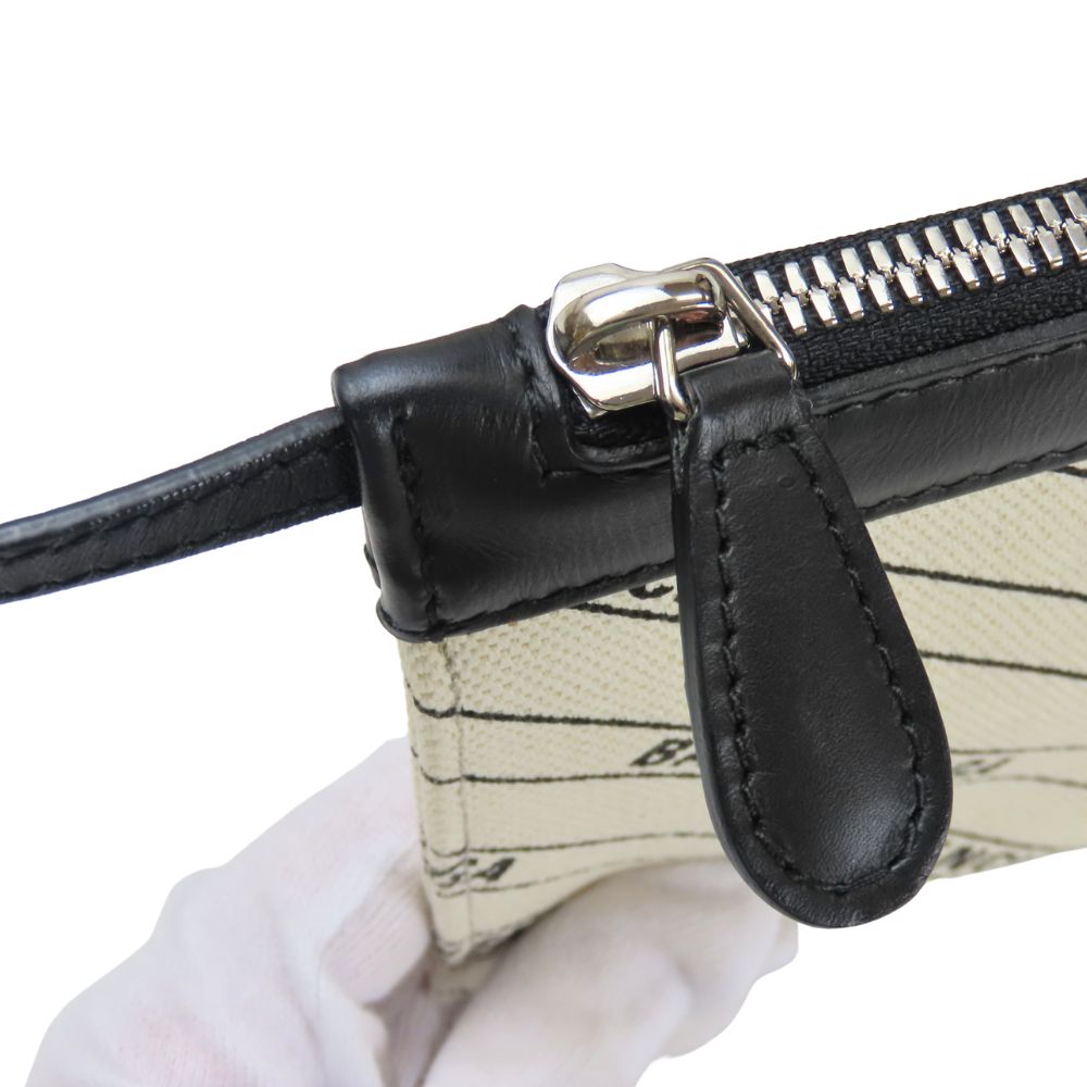 BALENCIAGA Handbag 339933 canvas off white Navy kabas Women Used Authentic