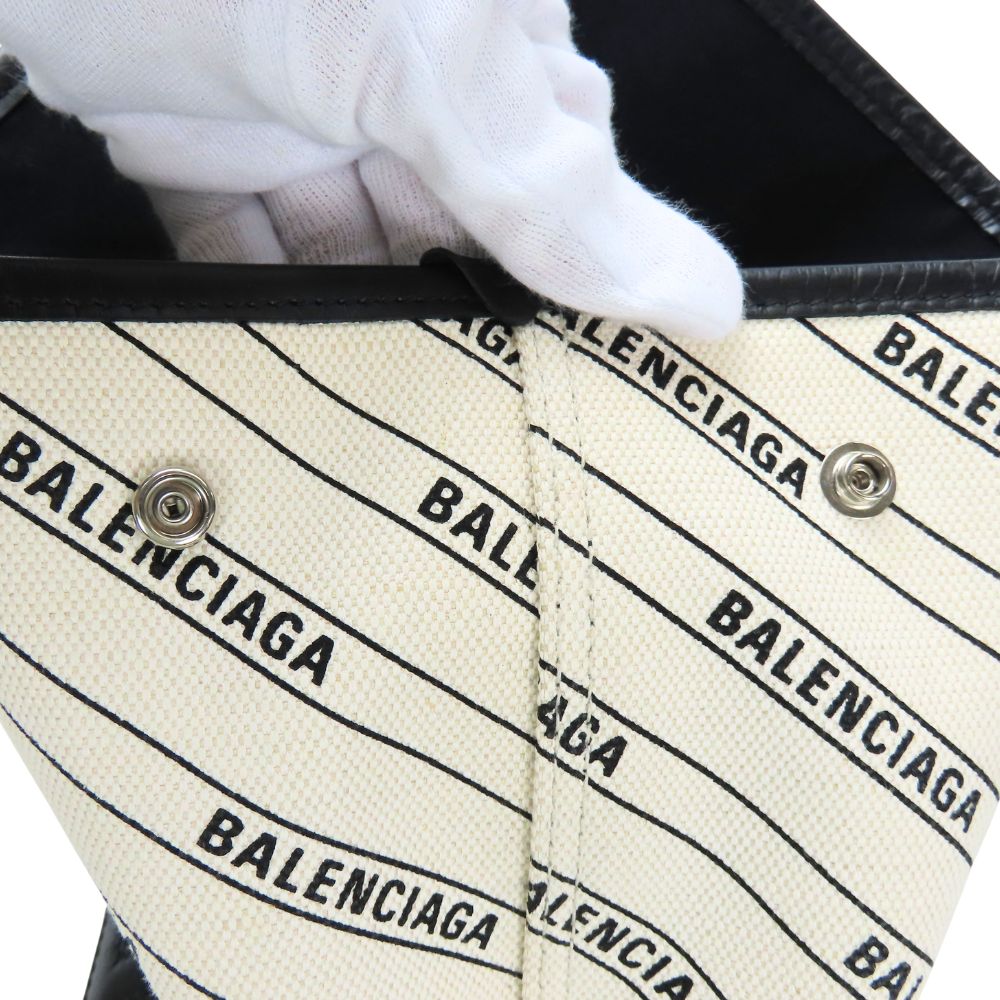 BALENCIAGA Handbag 339933 canvas off white Navy kabas Women Used Authentic