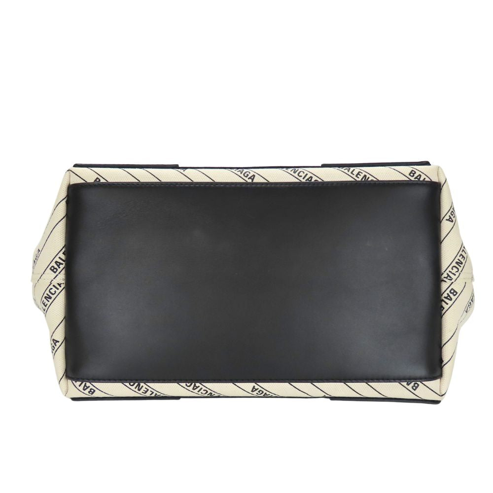 BALENCIAGA Handbag 339933 canvas off white Navy kabas Women Used Authentic