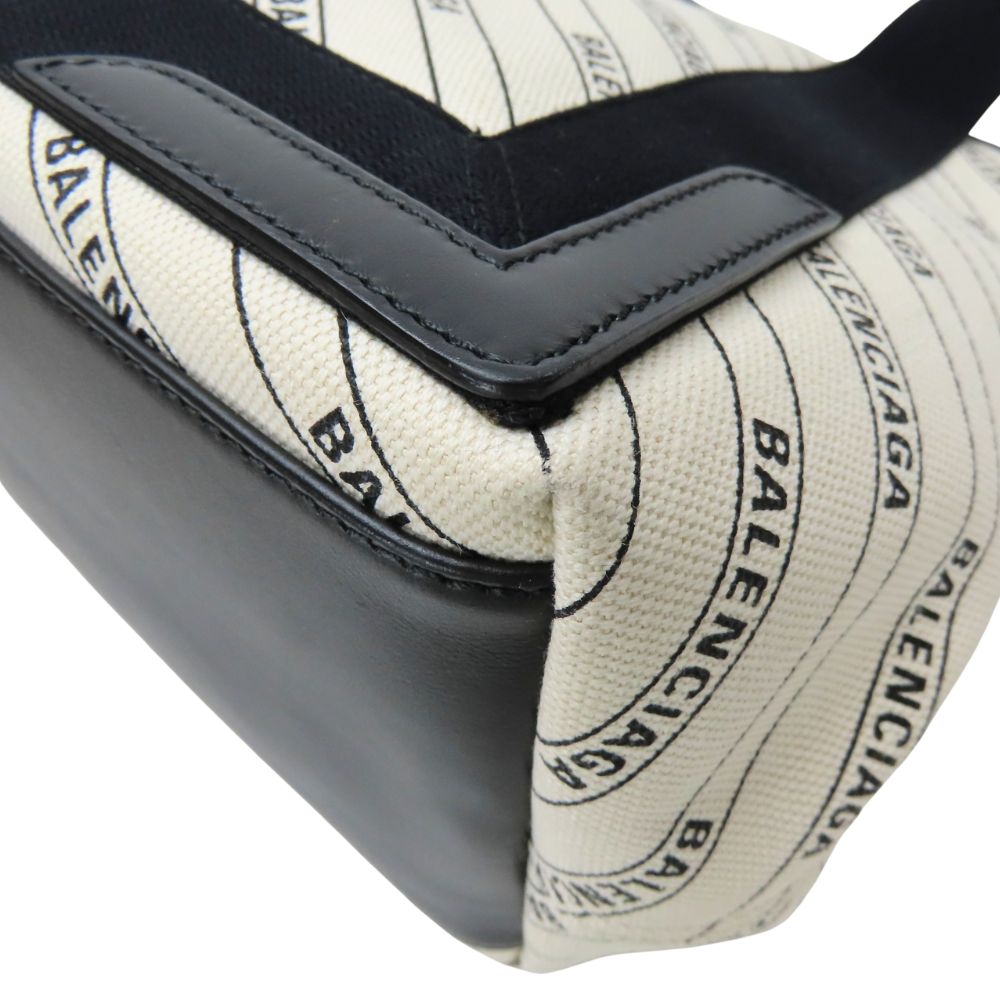 BALENCIAGA Handbag 339933 canvas off white Navy kabas Women Used Authentic
