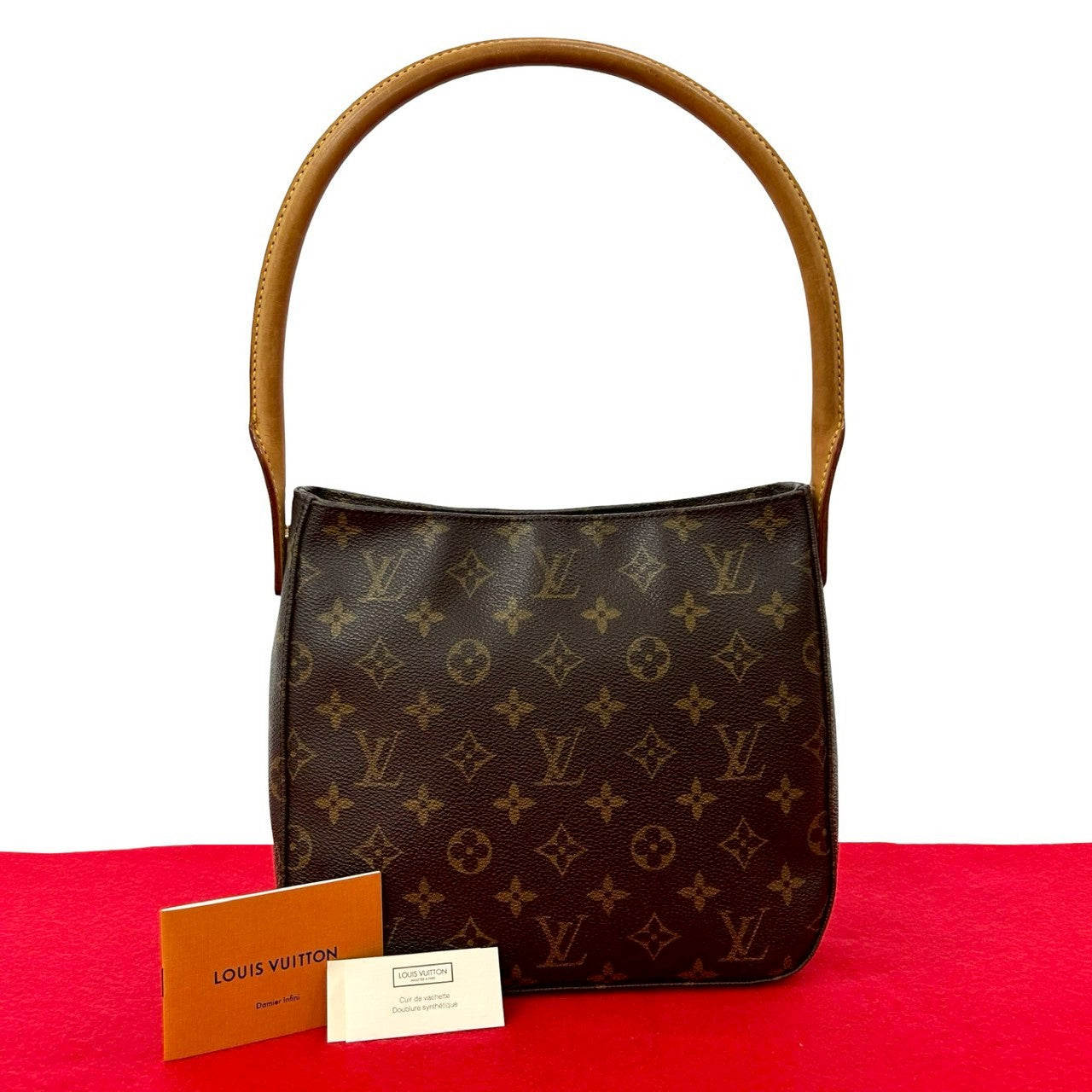 LOUIS VUITTON Shoulder Bag leather Brown Monogram Looping MM