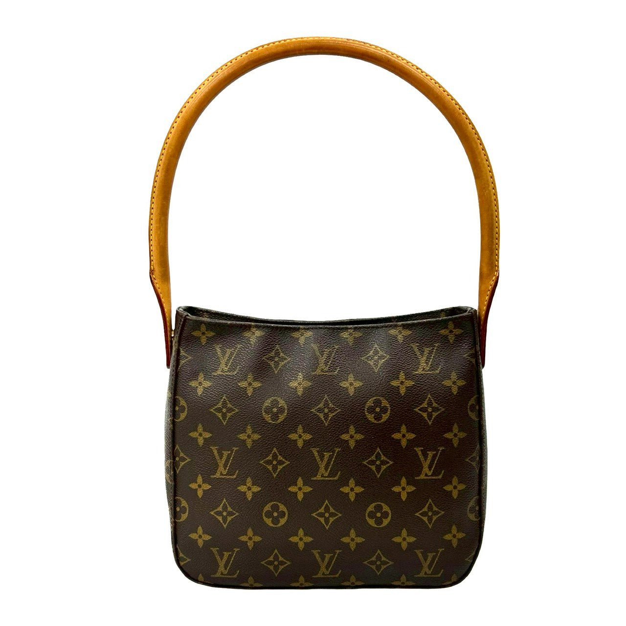 LOUIS VUITTON Shoulder Bag leather Brown Monogram Looping MM