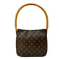LOUIS VUITTON Shoulder Bag leather Brown Monogram Looping MM