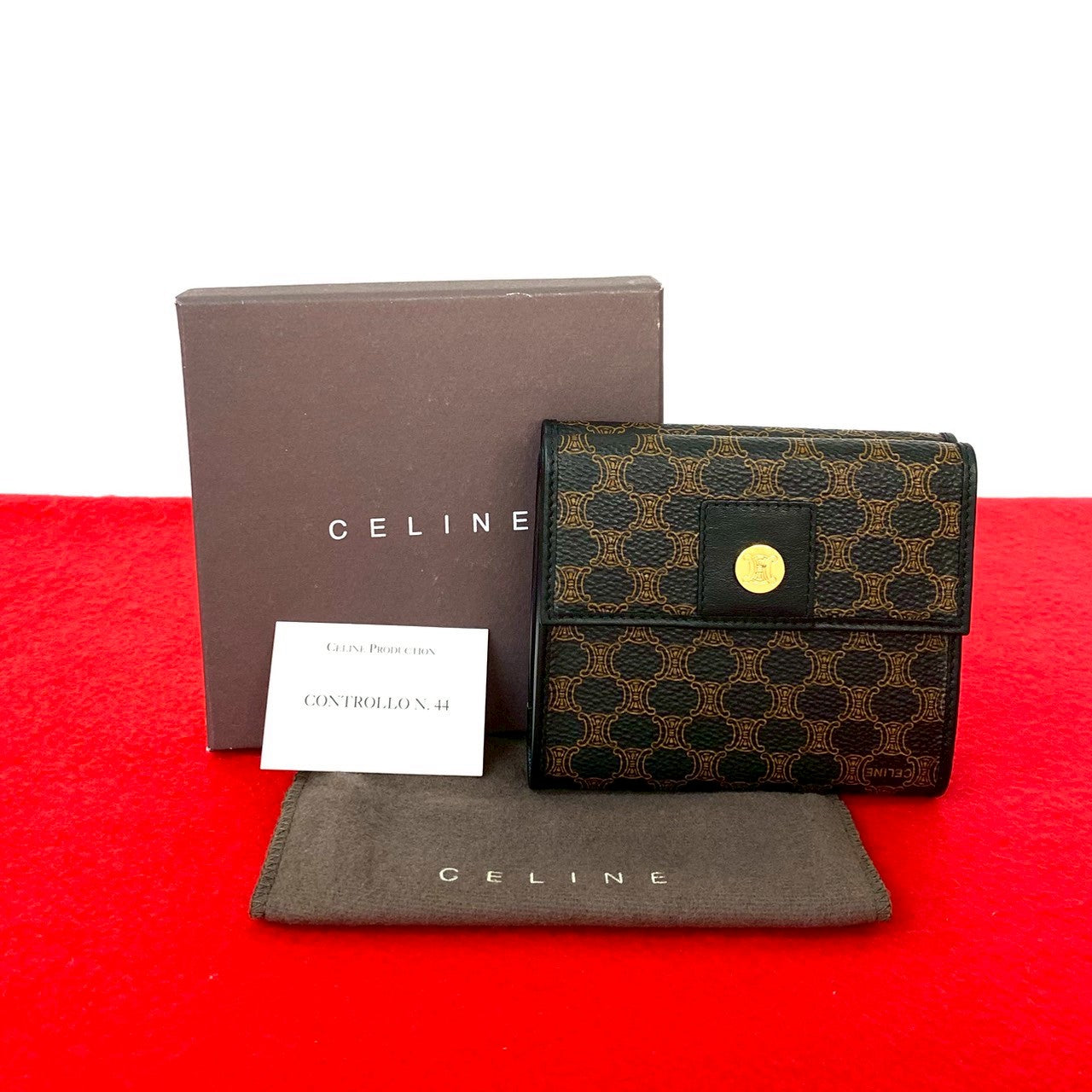 CELINE Tri-fold wallet leather black