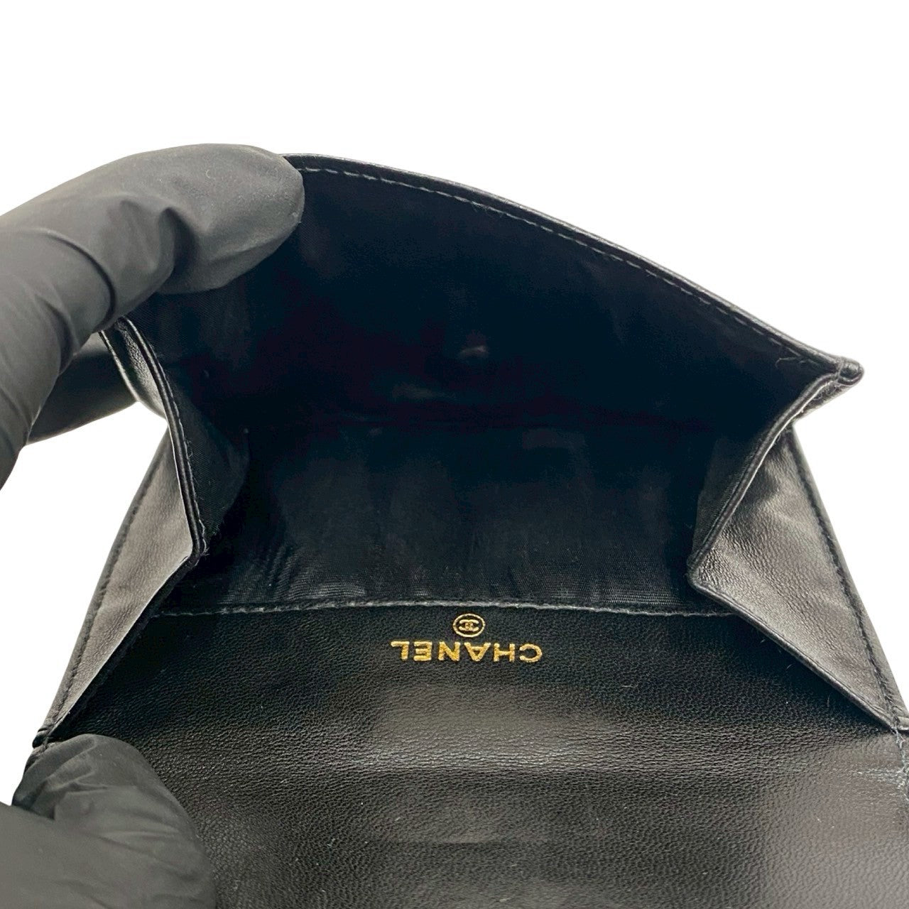 CHANEL Bifold Wallet Matt caviar skin black