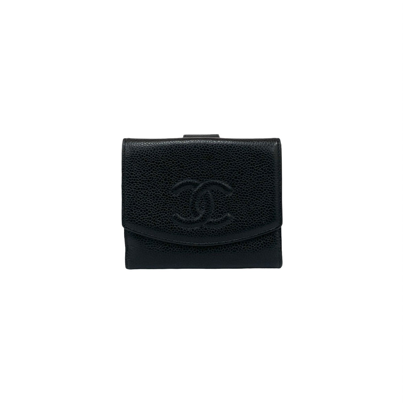 CHANEL Bifold Wallet Matt caviar skin black