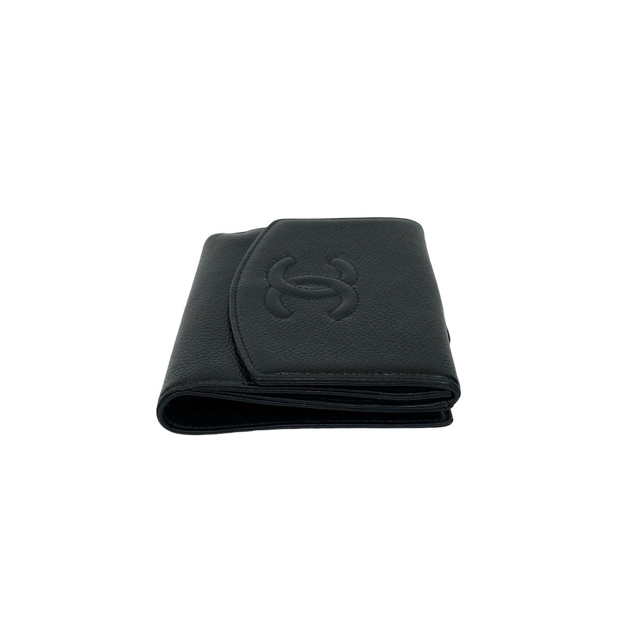 CHANEL Bifold Wallet Matt caviar skin black