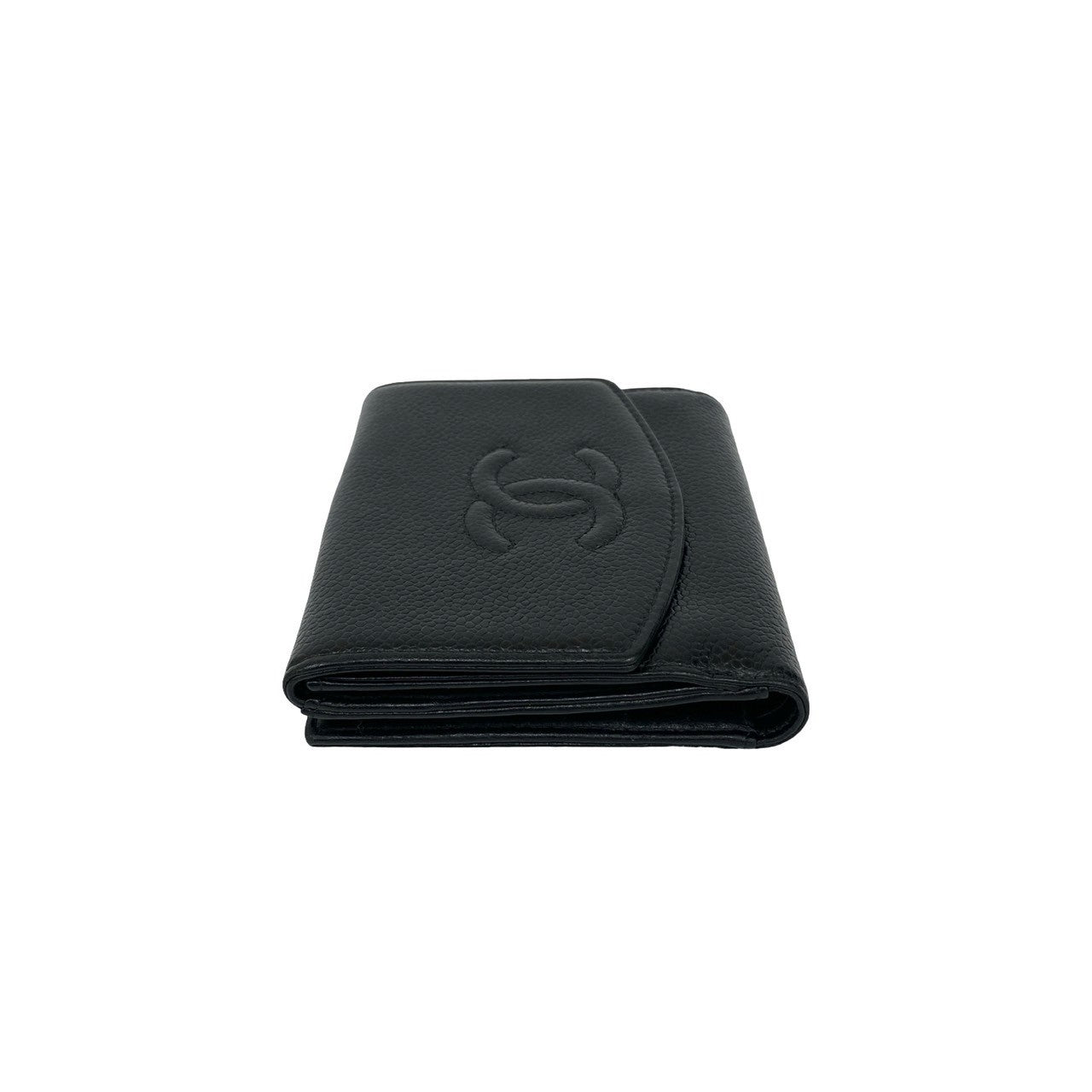 CHANEL Bifold Wallet Matt caviar skin black