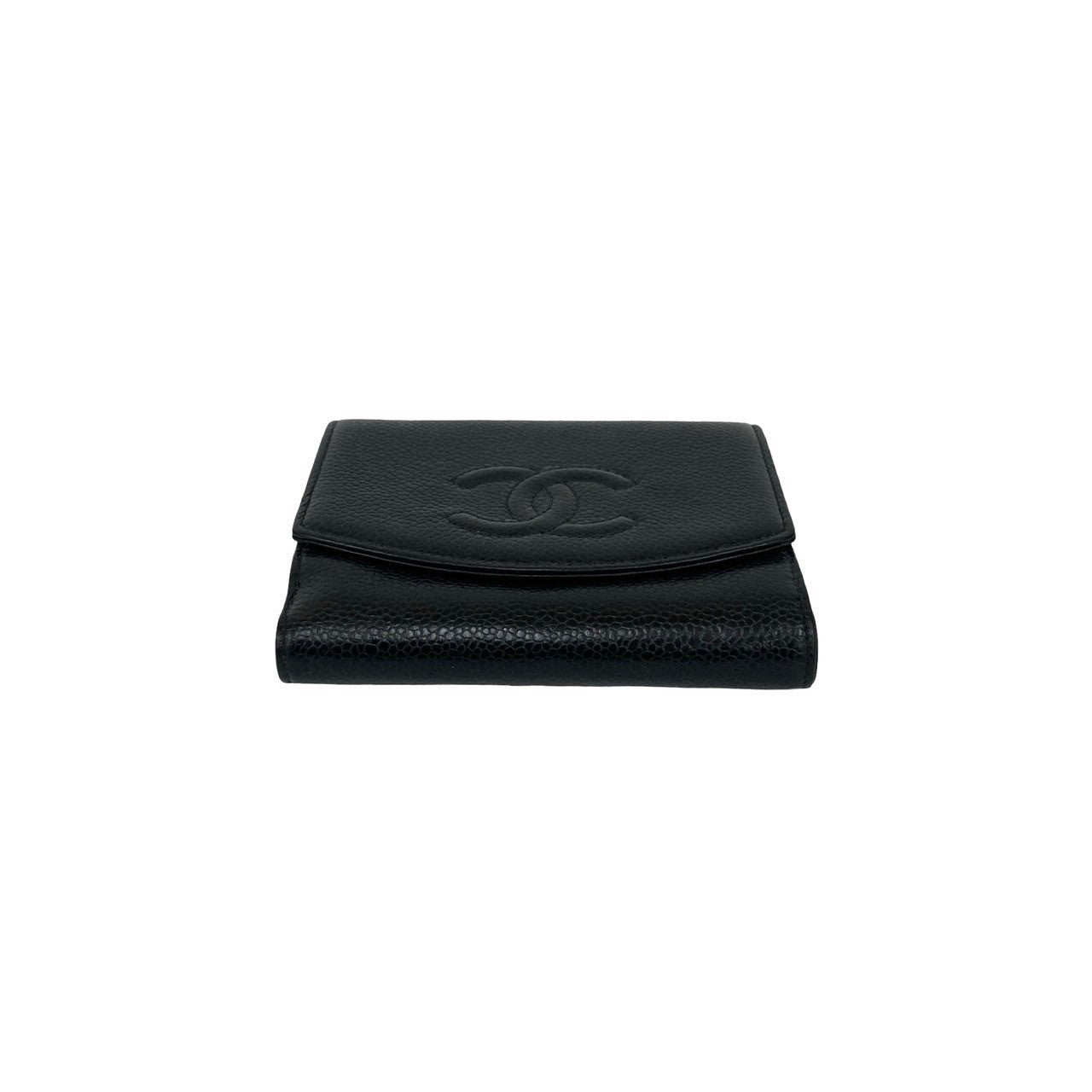 CHANEL Bifold Wallet Matt caviar skin black