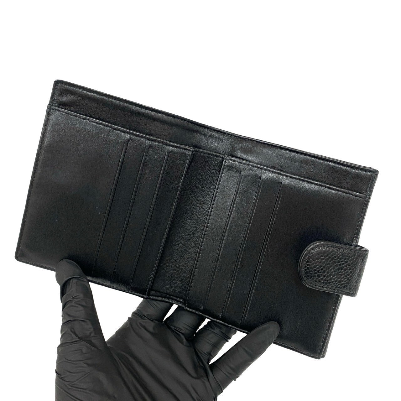 CHANEL Bifold Wallet Matt caviar skin black