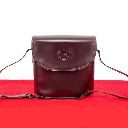 GUCCI Shoulder Bag leather wine-red