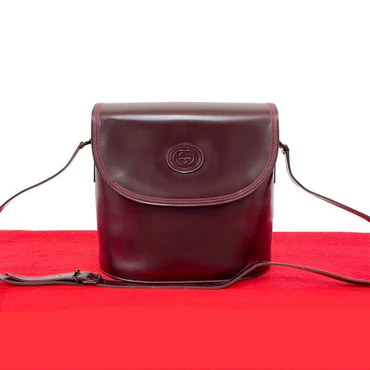GUCCI Shoulder Bag leather wine-red