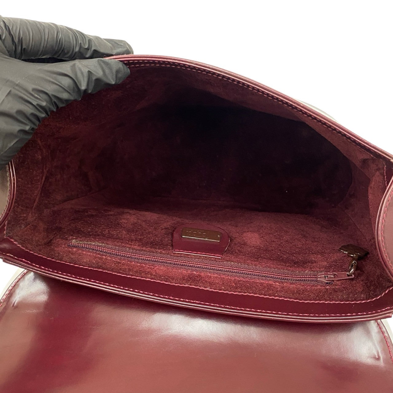 GUCCI Shoulder Bag leather wine-red