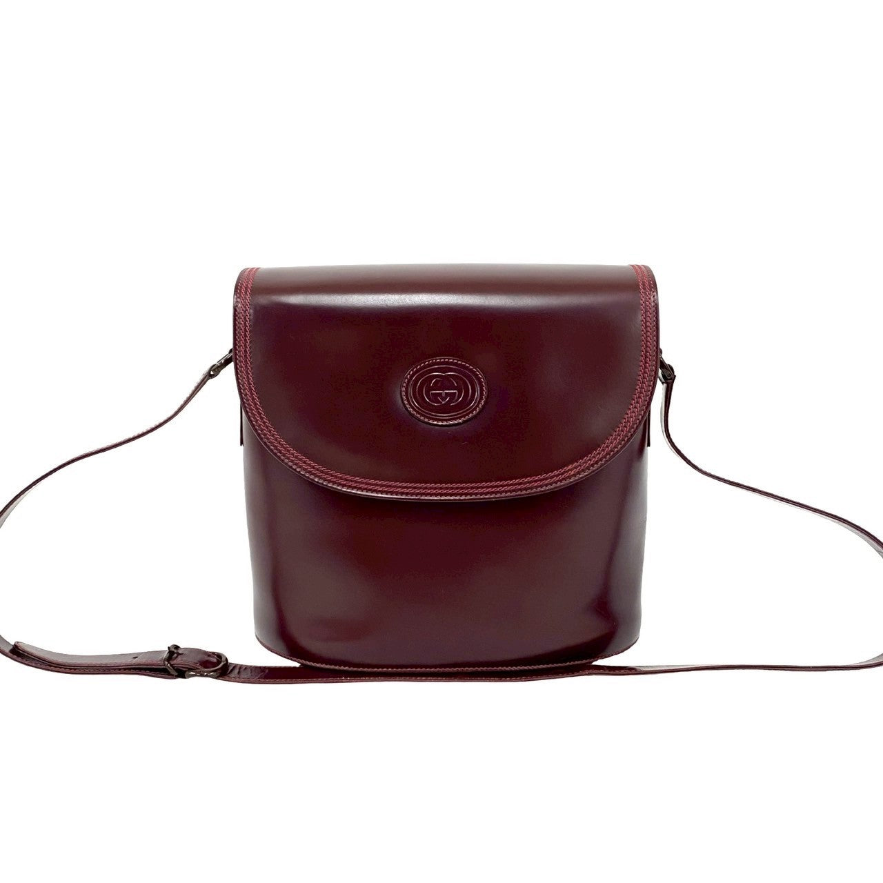 GUCCI Shoulder Bag leather wine-red