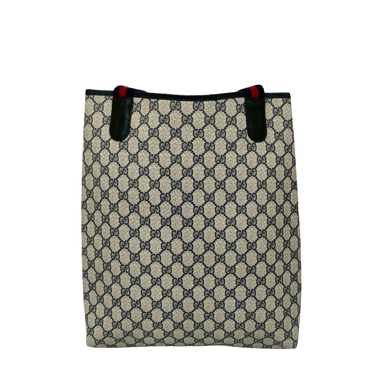 GUCCI Tote Bag leather Navy Sherry line