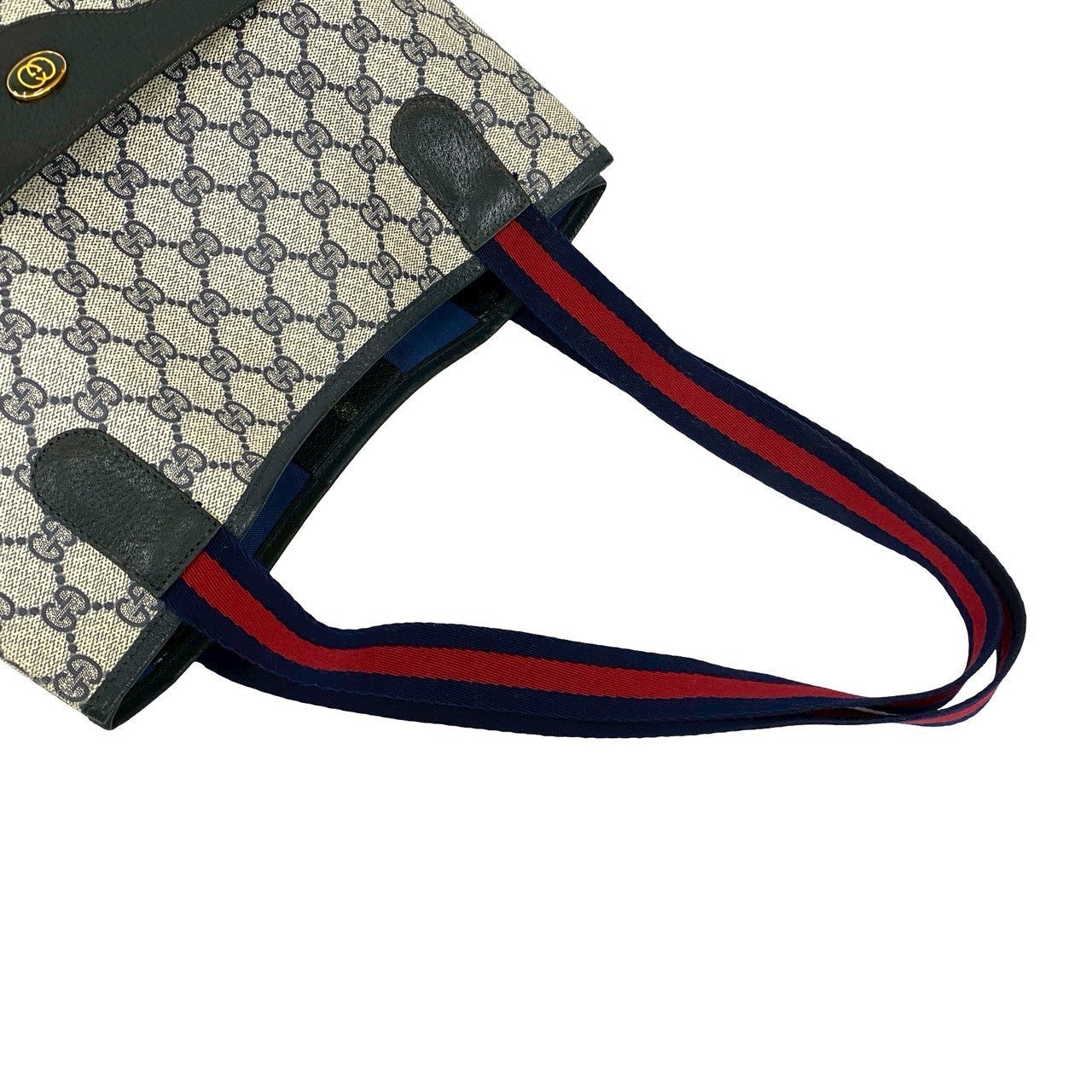 GUCCI Tote Bag leather Navy Sherry line