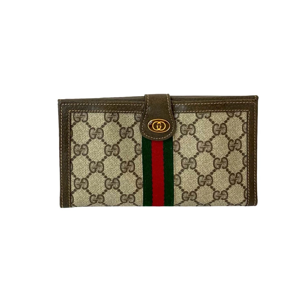 GUCCI Long Wallet Purse leather Brown Sherry line