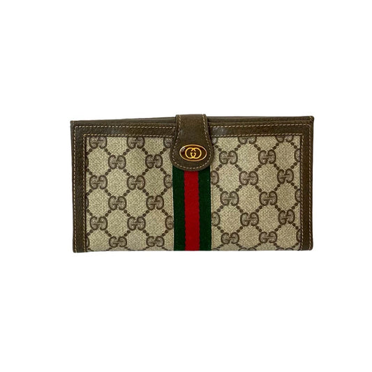 GUCCI Long Wallet Purse leather Brown Sherry line