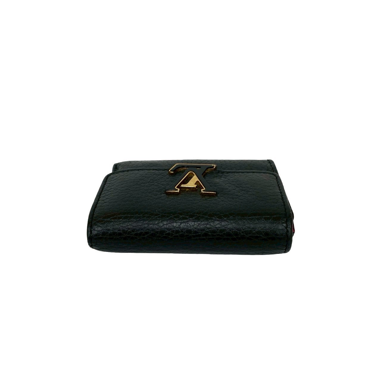 LOUIS VUITTON Tri-fold wallet leather black Portefeuille Capsine XS