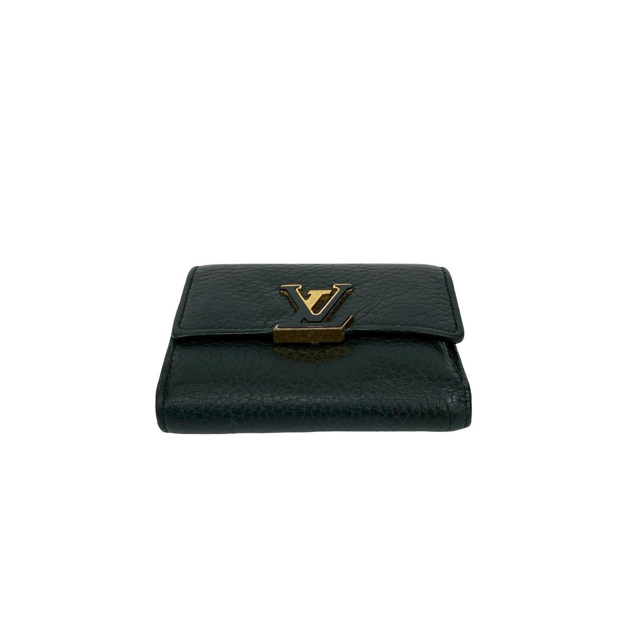 LOUIS VUITTON Tri-fold wallet leather black Portefeuille Capsine XS