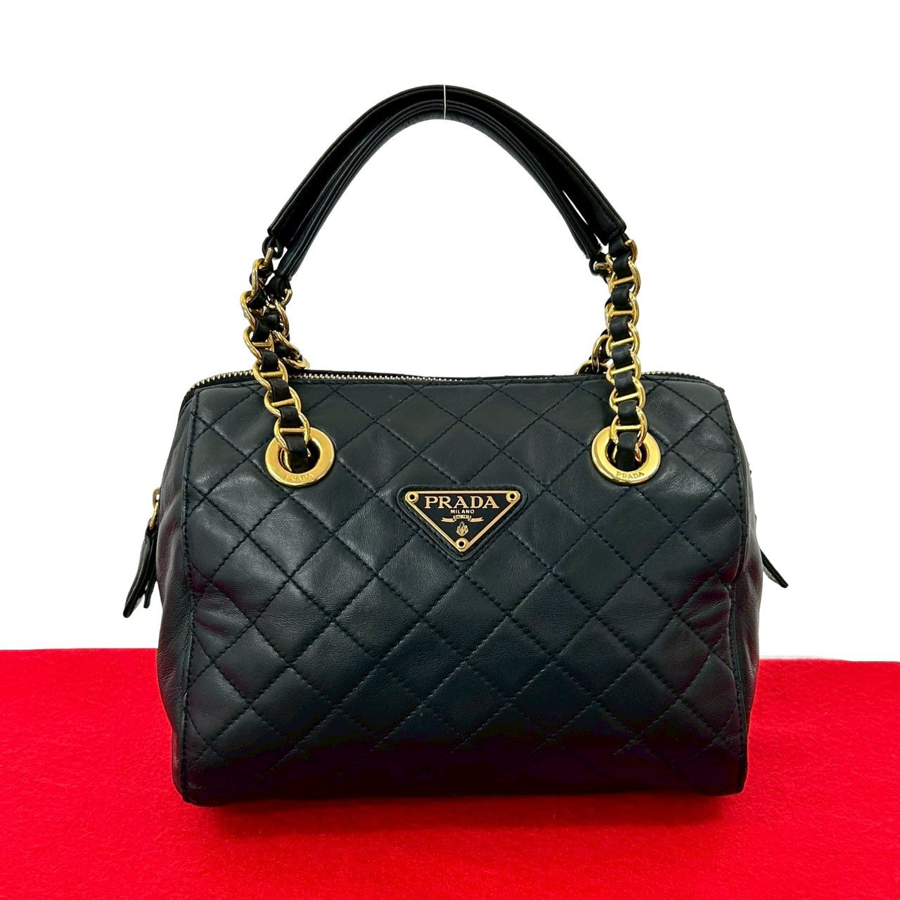 PRADA Handbag leather Navy