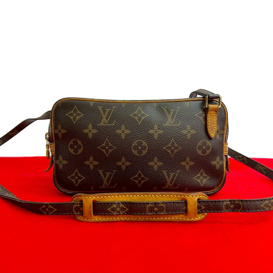 LOUIS VUITTON Shoulder Bag leather Brown Monogram Pochette Marly bandouliere