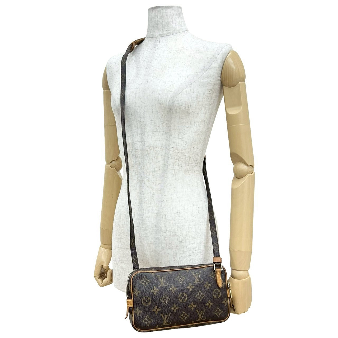 LOUIS VUITTON Shoulder Bag leather Brown Monogram Pochette Marly bandouliere