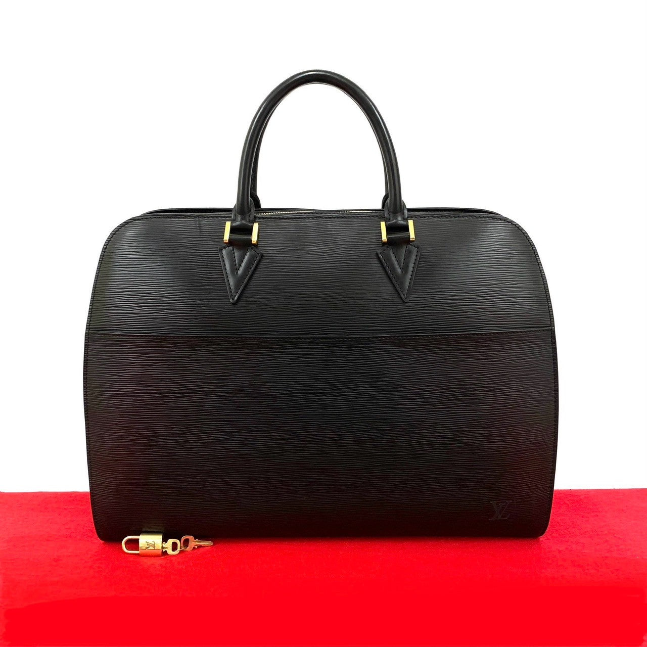LOUIS VUITTON Handbag leather black Epi Sorbonne