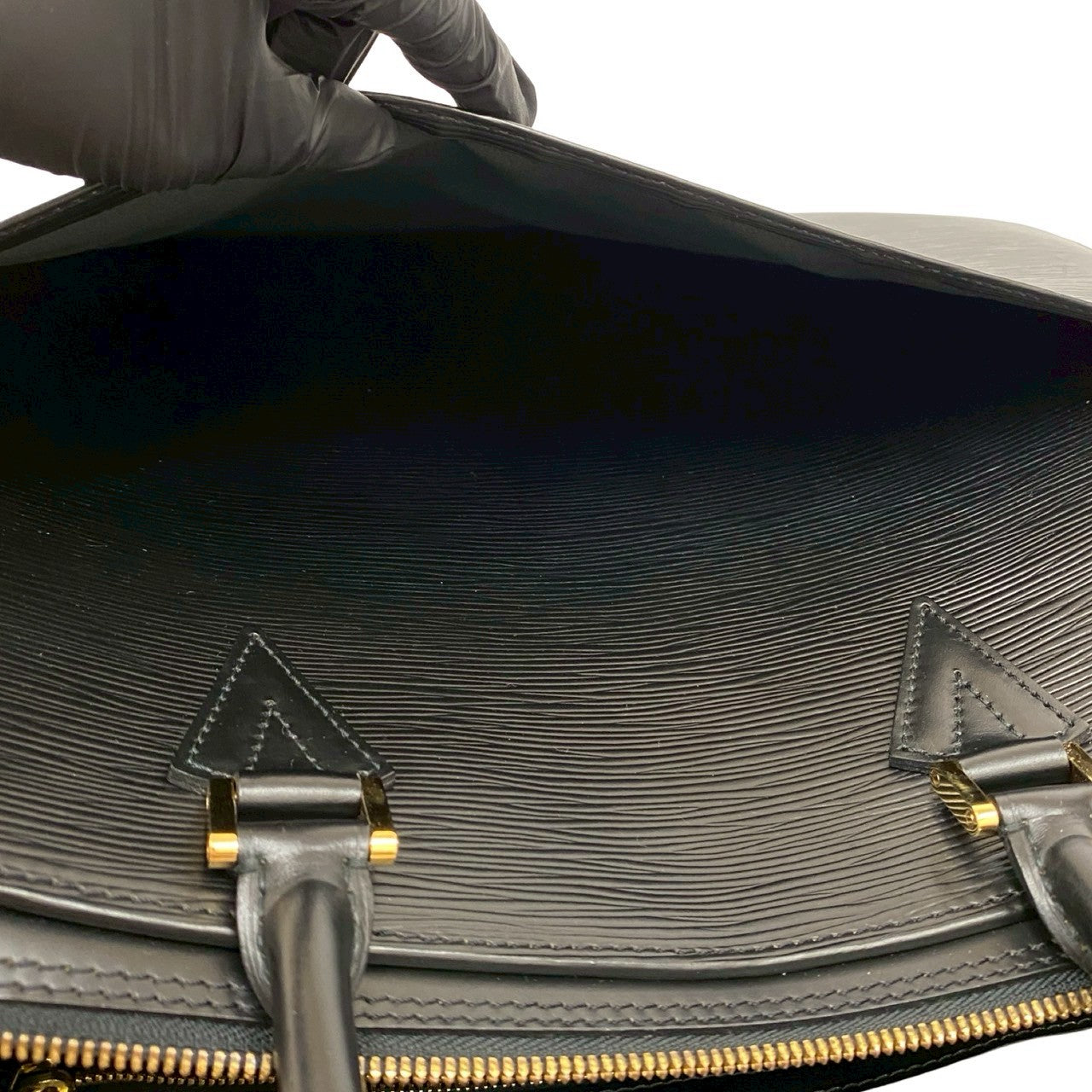 LOUIS VUITTON Handbag leather black Epi Sorbonne