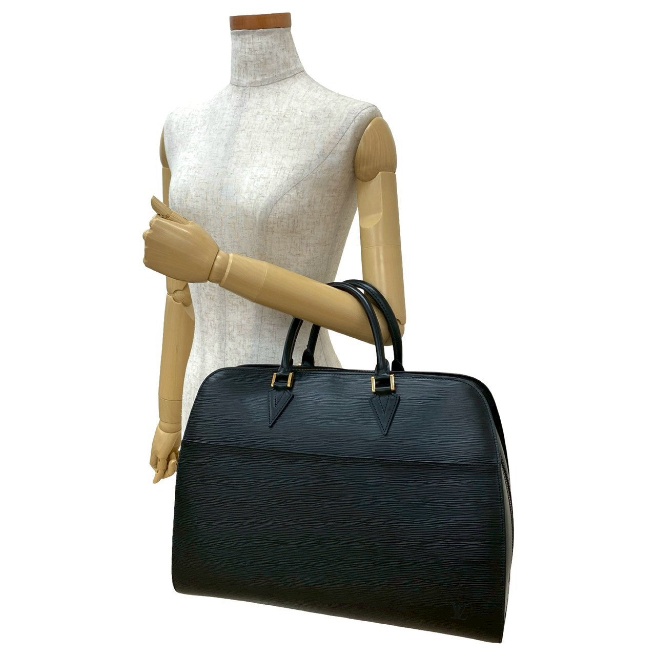 LOUIS VUITTON Handbag leather black Epi Sorbonne