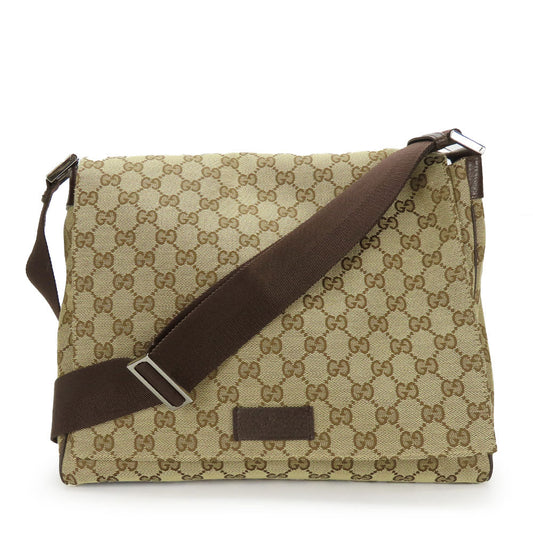 GUCCI Shoulder Bag 146236 GG canvas, leather beige unisex(Unisex) Used Authentic