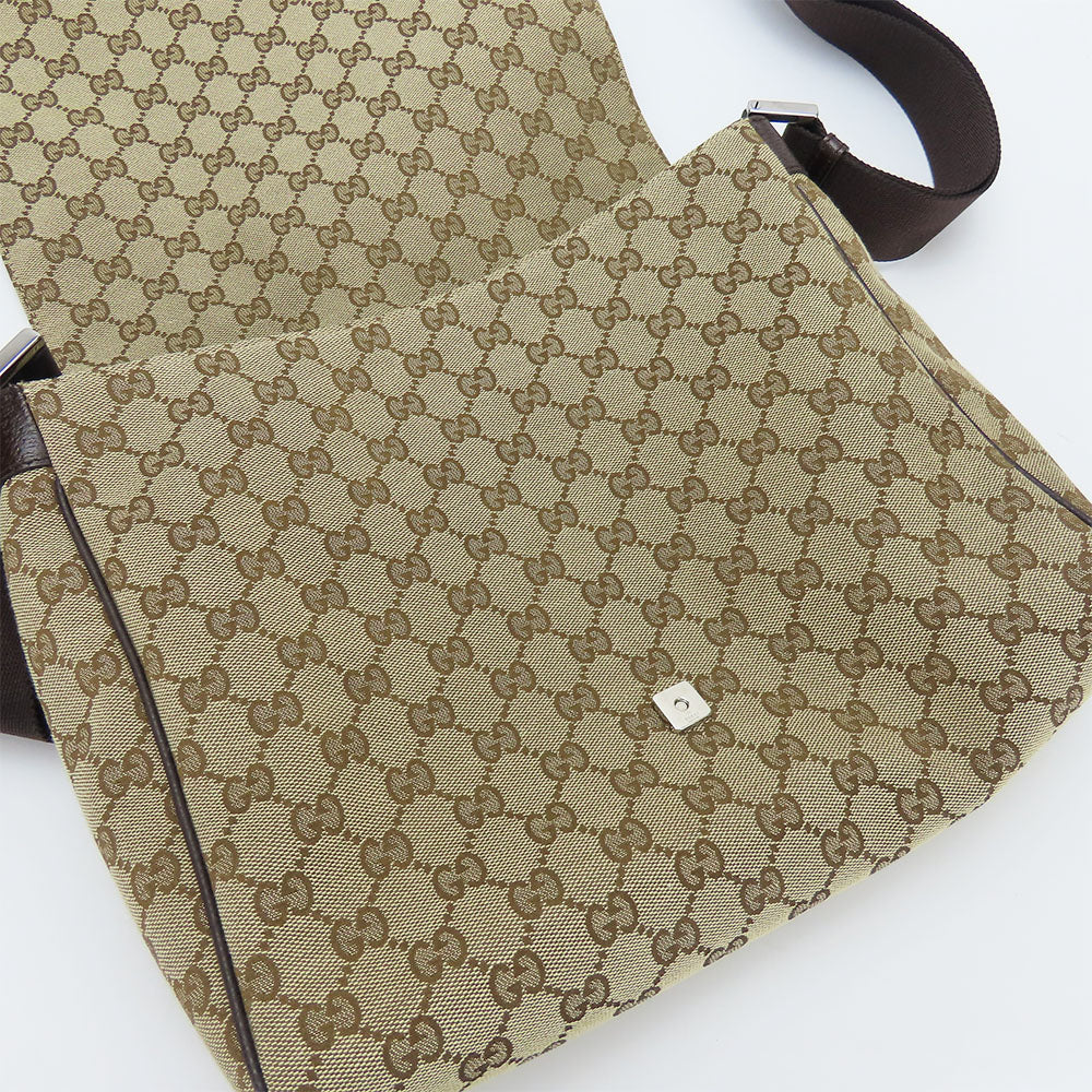 GUCCI Shoulder Bag 146236 GG canvas, leather beige unisex(Unisex) Used Authentic