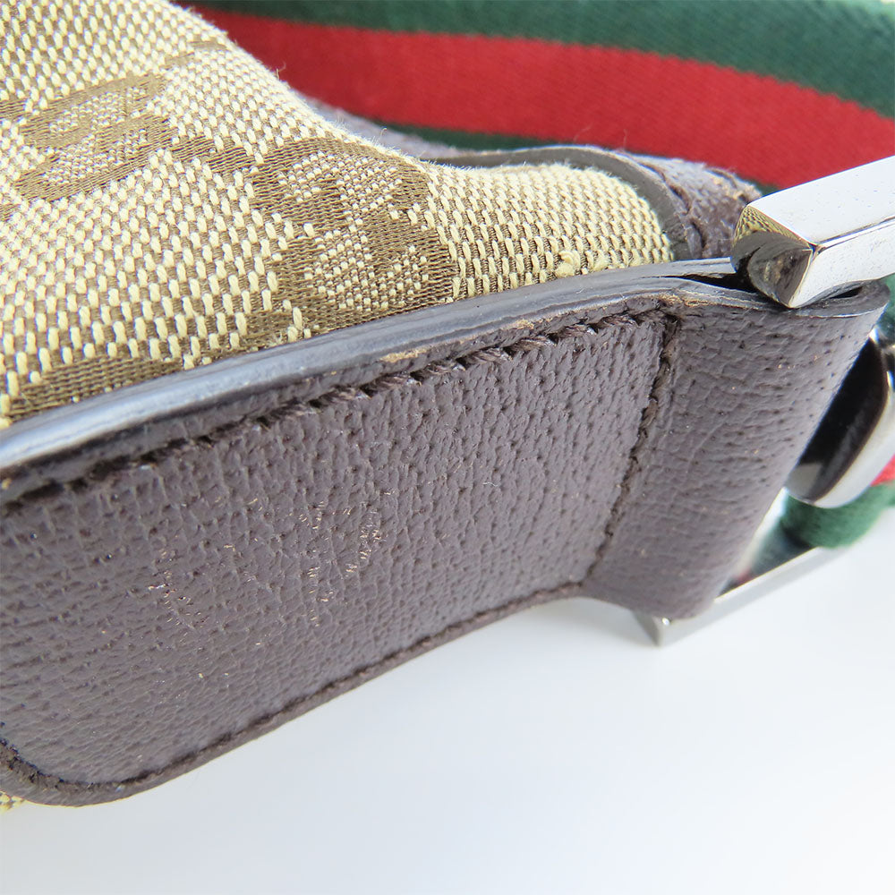 GUCCI Shoulder Bag 182092 GG canvas, leather beige Sherry line Women Used Authentic