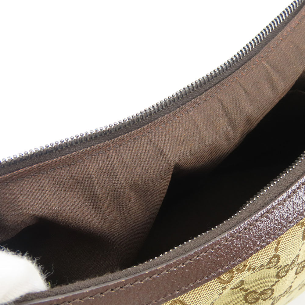 GUCCI Shoulder Bag 182092 GG canvas, leather beige Sherry line Women Used Authentic