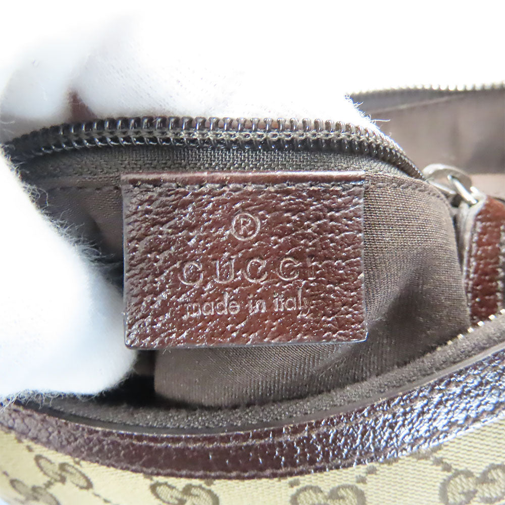 GUCCI Shoulder Bag 182092 GG canvas, leather beige Sherry line Women Used Authentic
