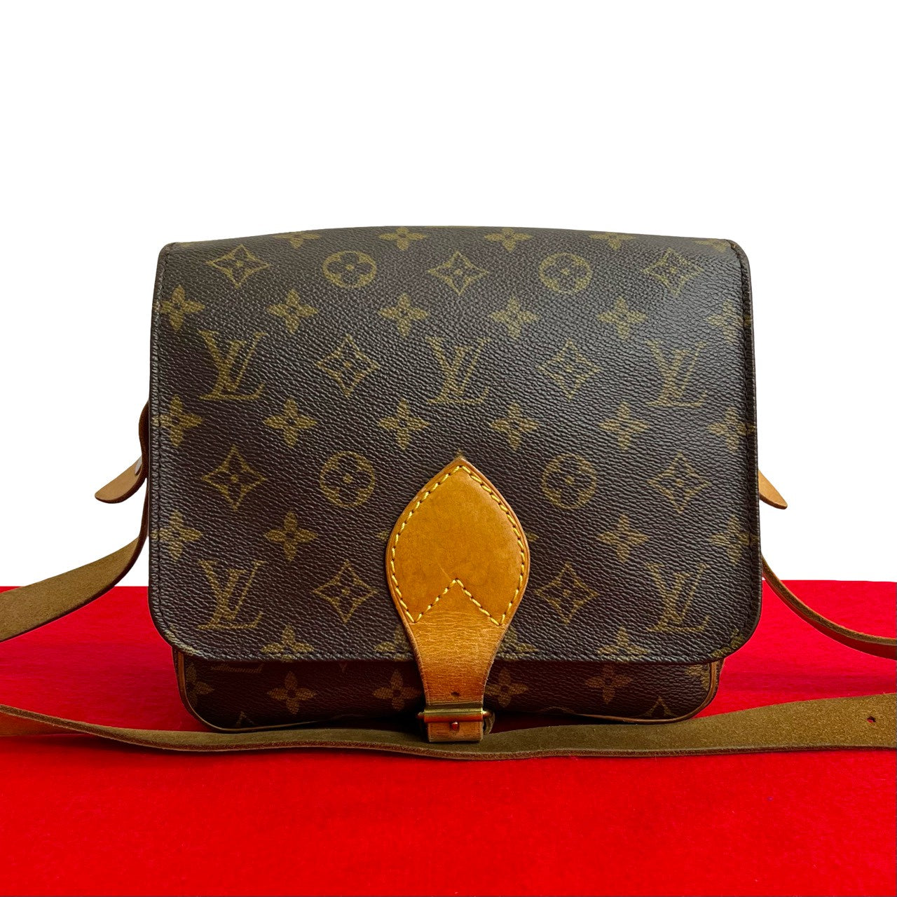 LOUIS VUITTON Shoulder Bag leather Brown Monogram Cartouchiere