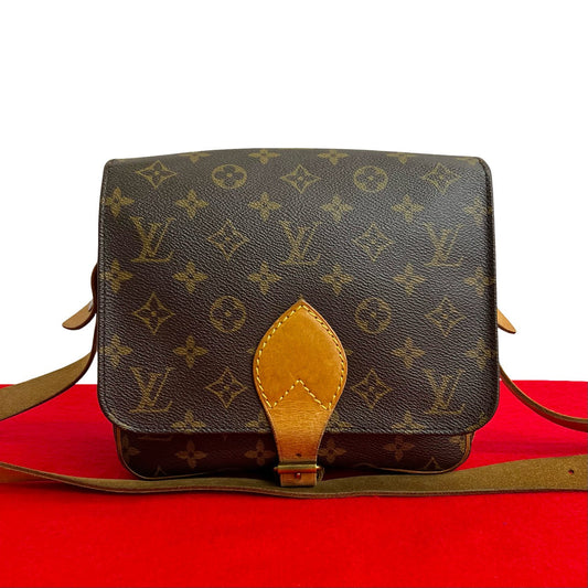 LOUIS VUITTON Shoulder Bag leather Brown Monogram Cartouchiere