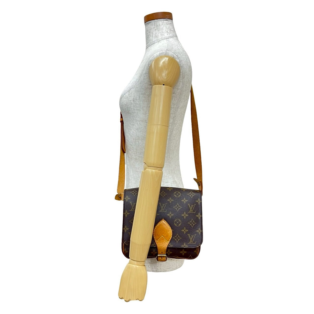 LOUIS VUITTON Shoulder Bag leather Brown Monogram Cartouchiere