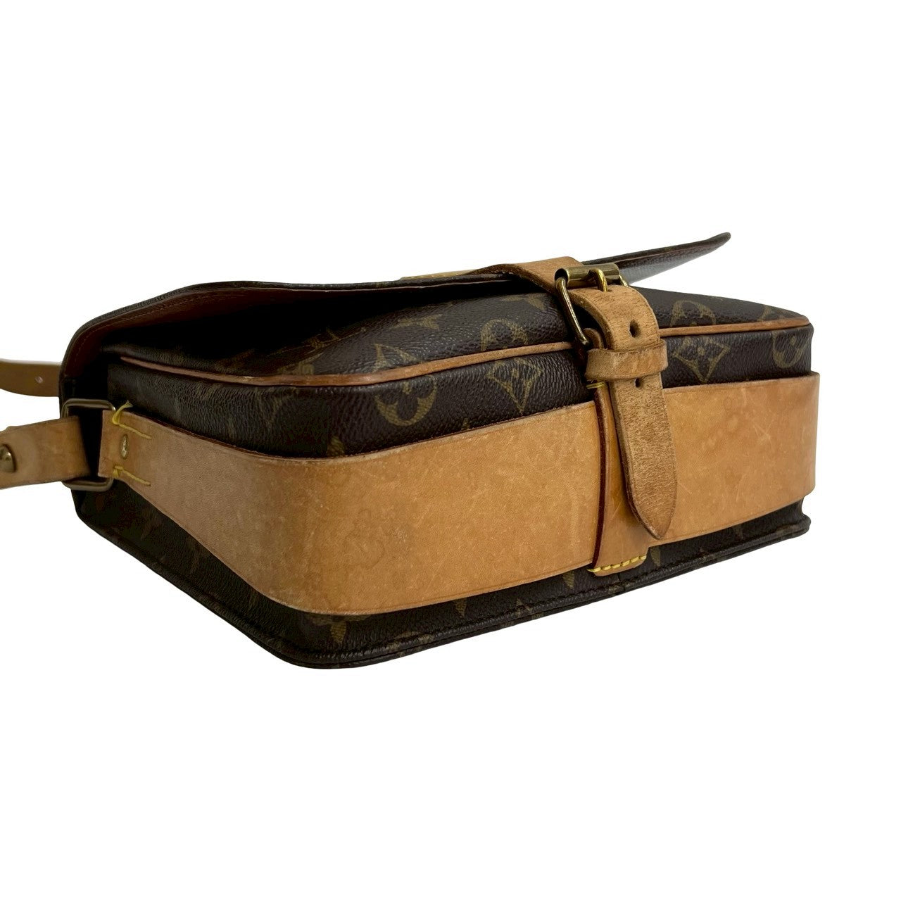 LOUIS VUITTON Shoulder Bag leather Brown Monogram Cartouchiere