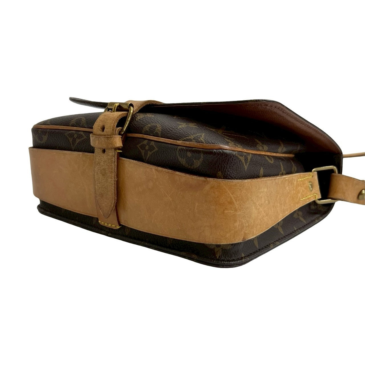 LOUIS VUITTON Shoulder Bag leather Brown Monogram Cartouchiere