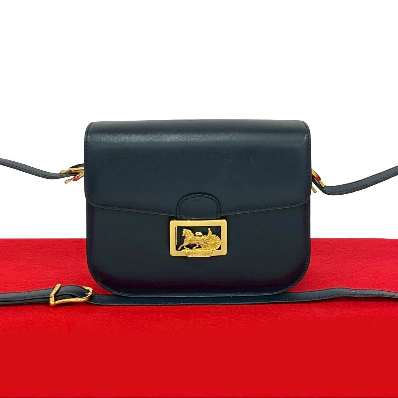 CELINE Shoulder Bag Calfskin Navy