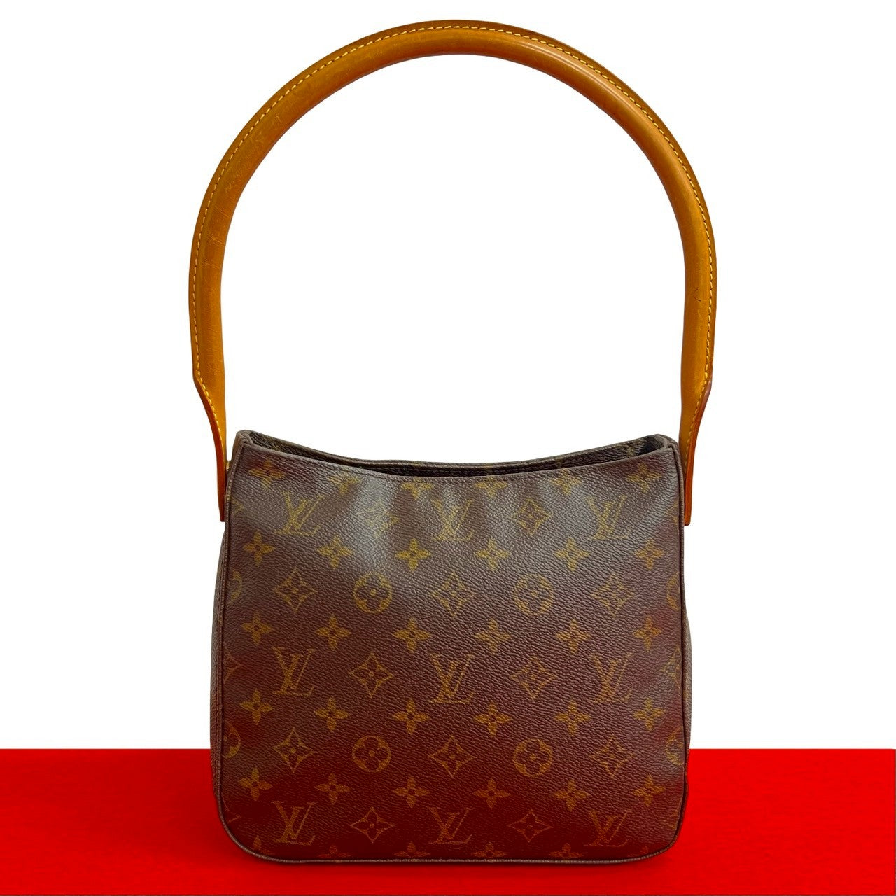 LOUIS VUITTON Shoulder Bag leather Brown Monogram Looping MM