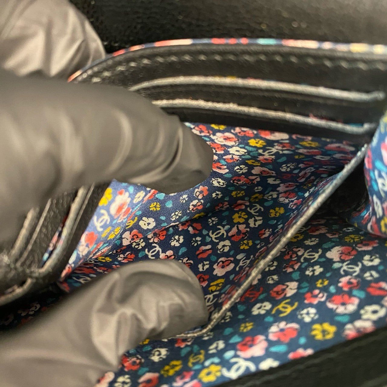 CHANEL Long Wallet Purse leather black